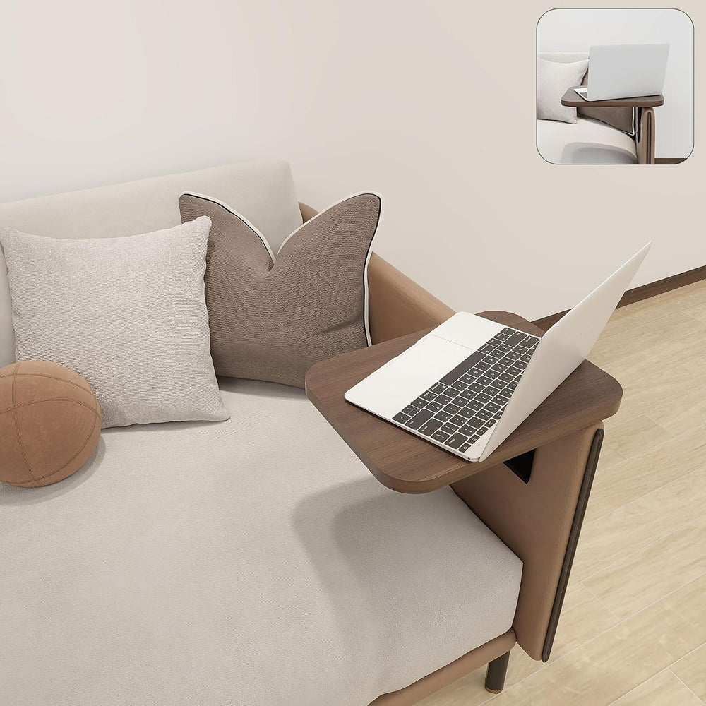 Stable Couch Arm Table Tray,Adjustable Width Clip-On Sofa Armrest Tray
