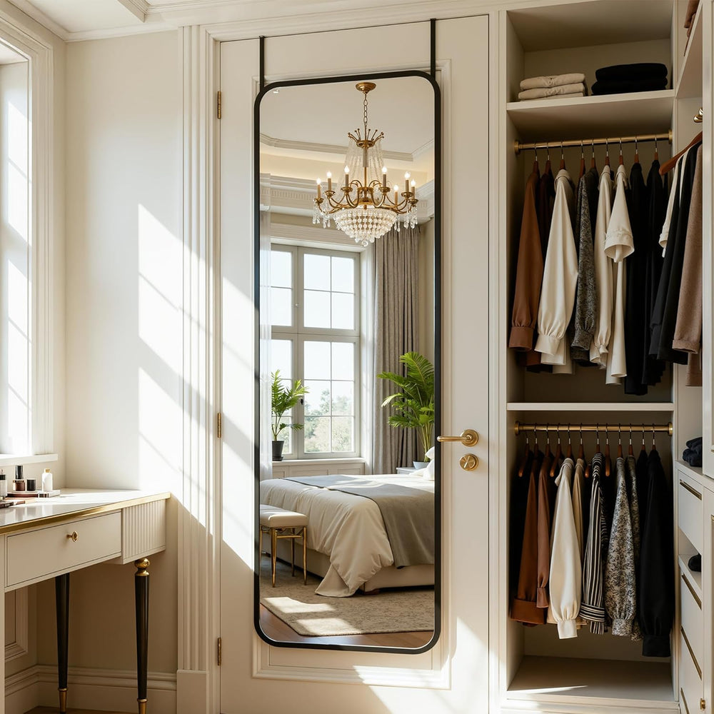 Antok 48" x 14" Full Length Over-the-Door Mirror, Hanging Mirror, B...