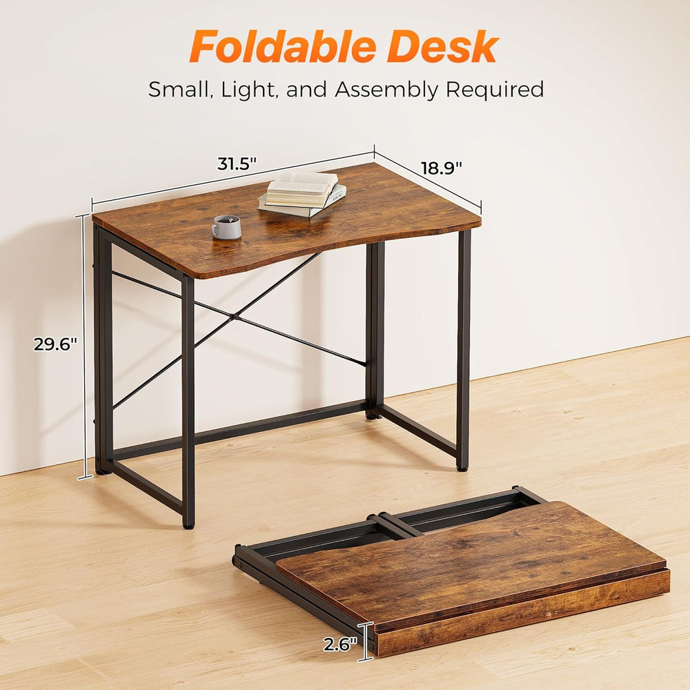 Huuger Folding Desk for Small Spaces, 31.5 Inch Foldable Computer Table | Eas...