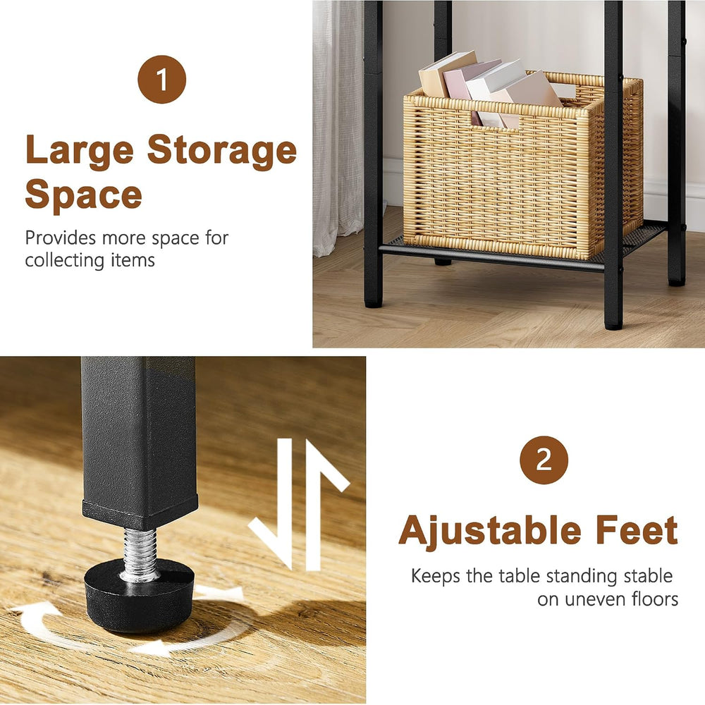 Hoctieon 2-Set 3 Tier End Table, Telephone Table Set of 2, Tall Side Table wi...