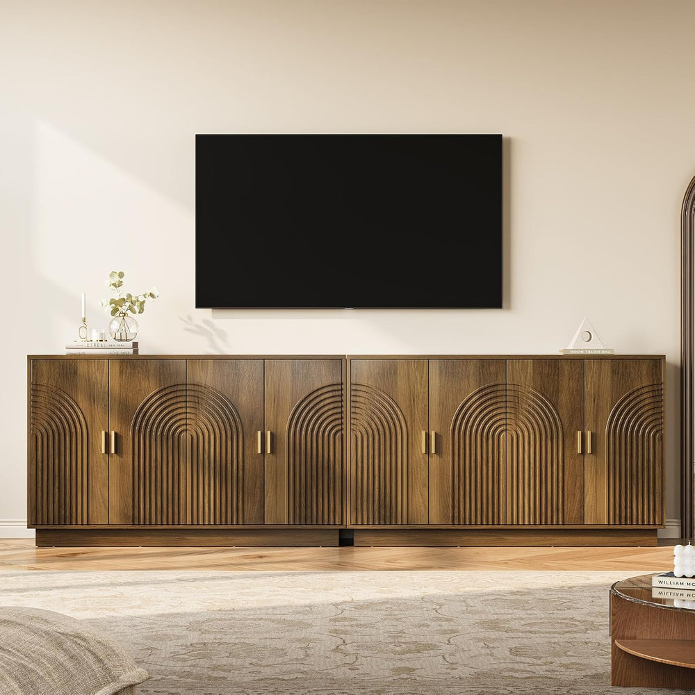 Fluted Sideboard Buffet Cabinet with Storage - 57" Credenza Coffee Bar C...