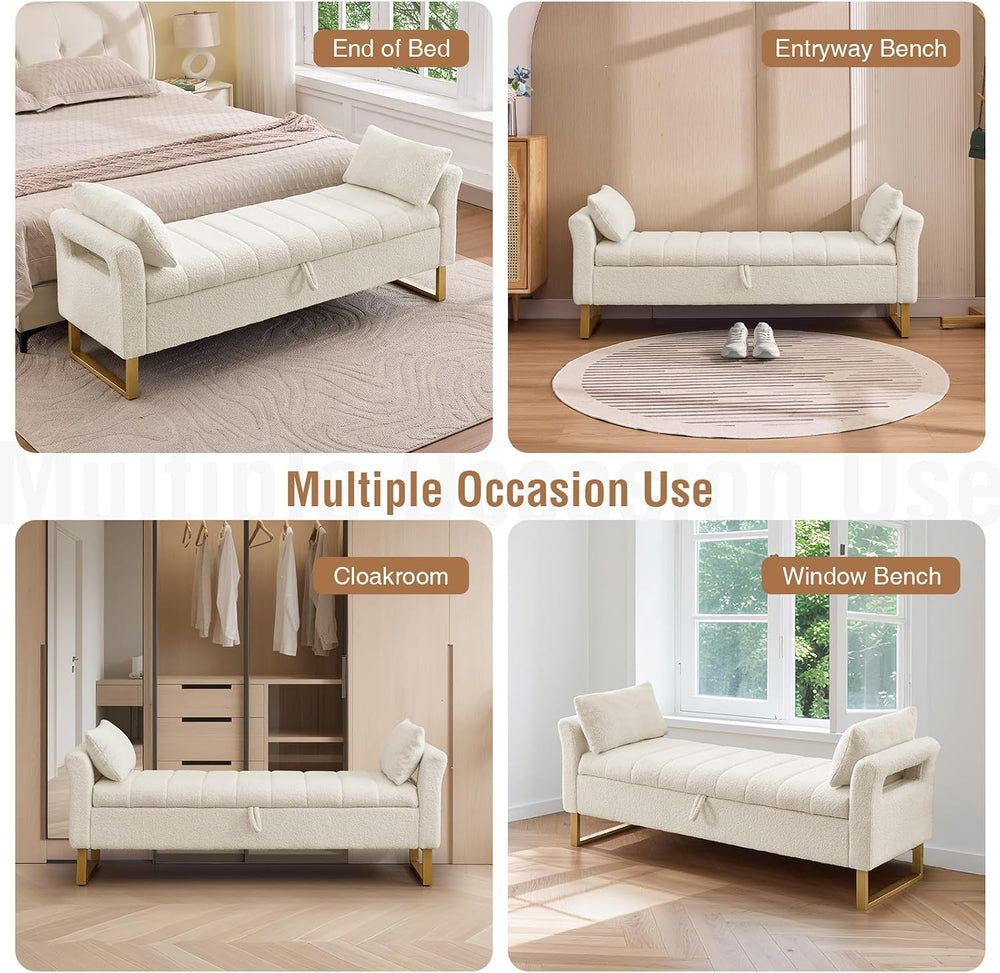 66" King Size Storage Bench for Bedroom End of Bed Benches with Storage ...
