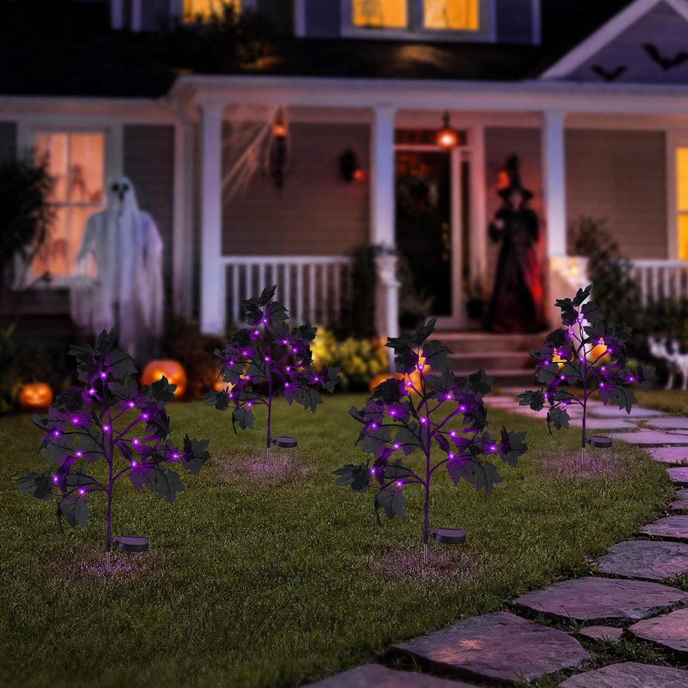 4 Pack Solar Halloween Outdoor Decorations Fall Solar Stake Lights
