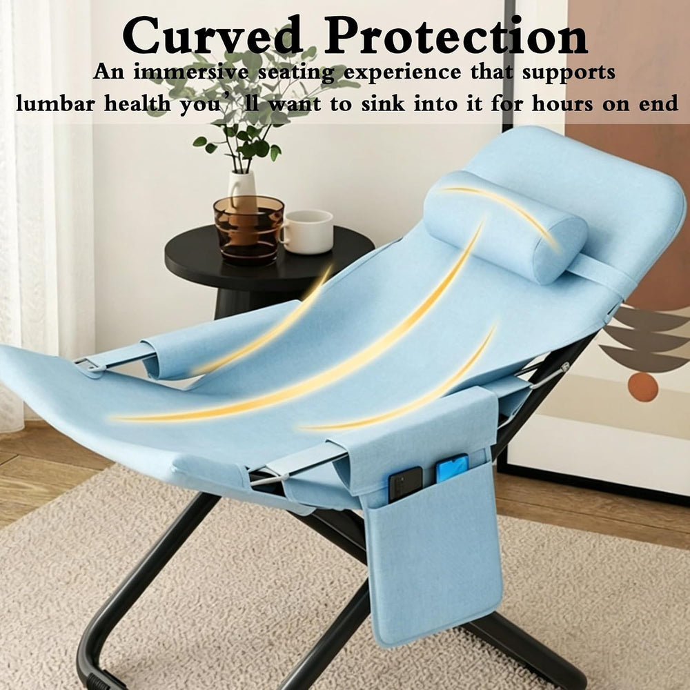 Reinforced Support Beach Chair, Soft Skin Friendly Fabric(Sky Blue)