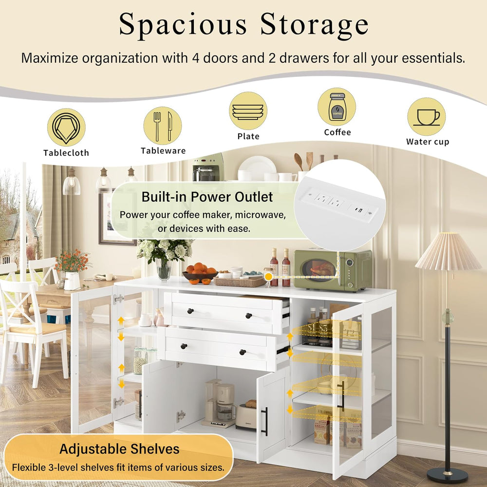 58.3" Modern Buffet Sideboard with 4 Doors & 2 Drawers, Modern Buffe...