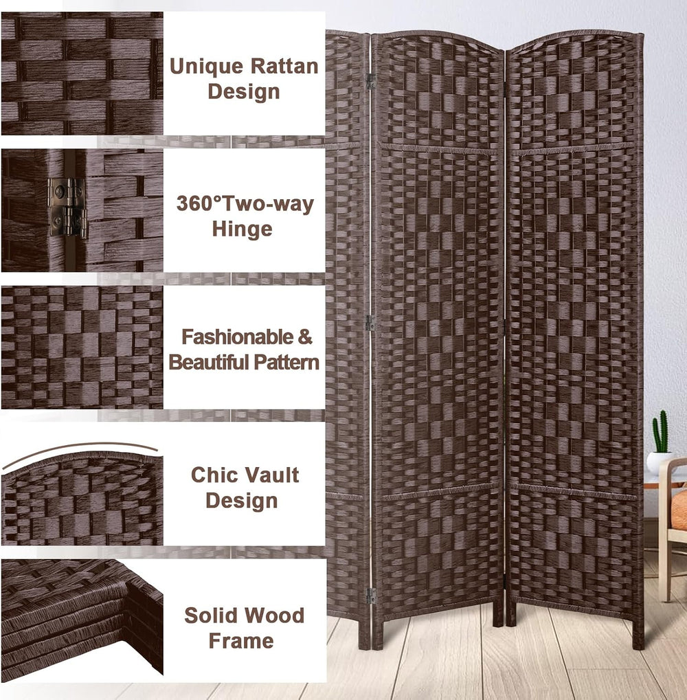 RHF Room Divider Panel,Partition Room Dividers,3Panel Privacy Screen,Brown