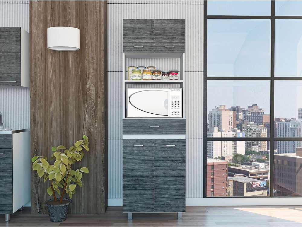Microwave Cabinet Madison, Kitchen, White/Smokey Oak