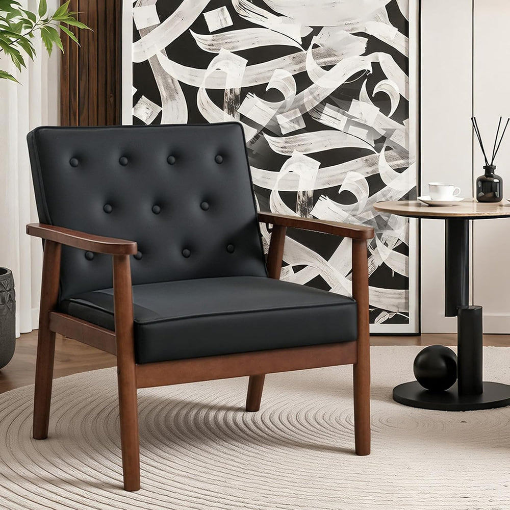 STHOUYN Waiting Room Accent Chairs, Black Leather ArmChairs, Office Guest