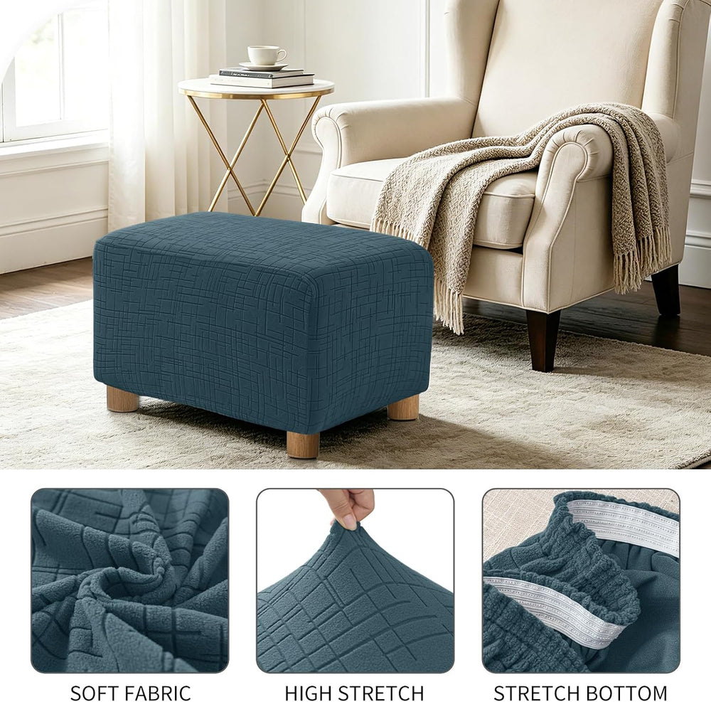High Stretch Ottoman Cover Rectangular (Large, Forest Green
