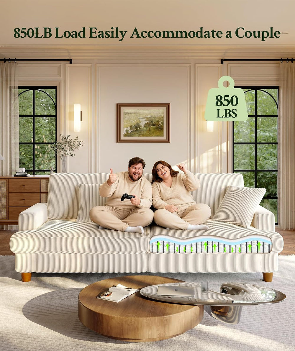 Welzona 87.2" Couches for Living Room, Comfy Beige Couch 7.5" Extra...