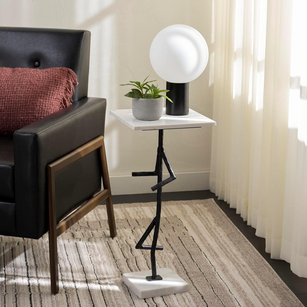 SAFAVIEH Home Collection - Warso White & Black Marble Accent Table, Sculp...