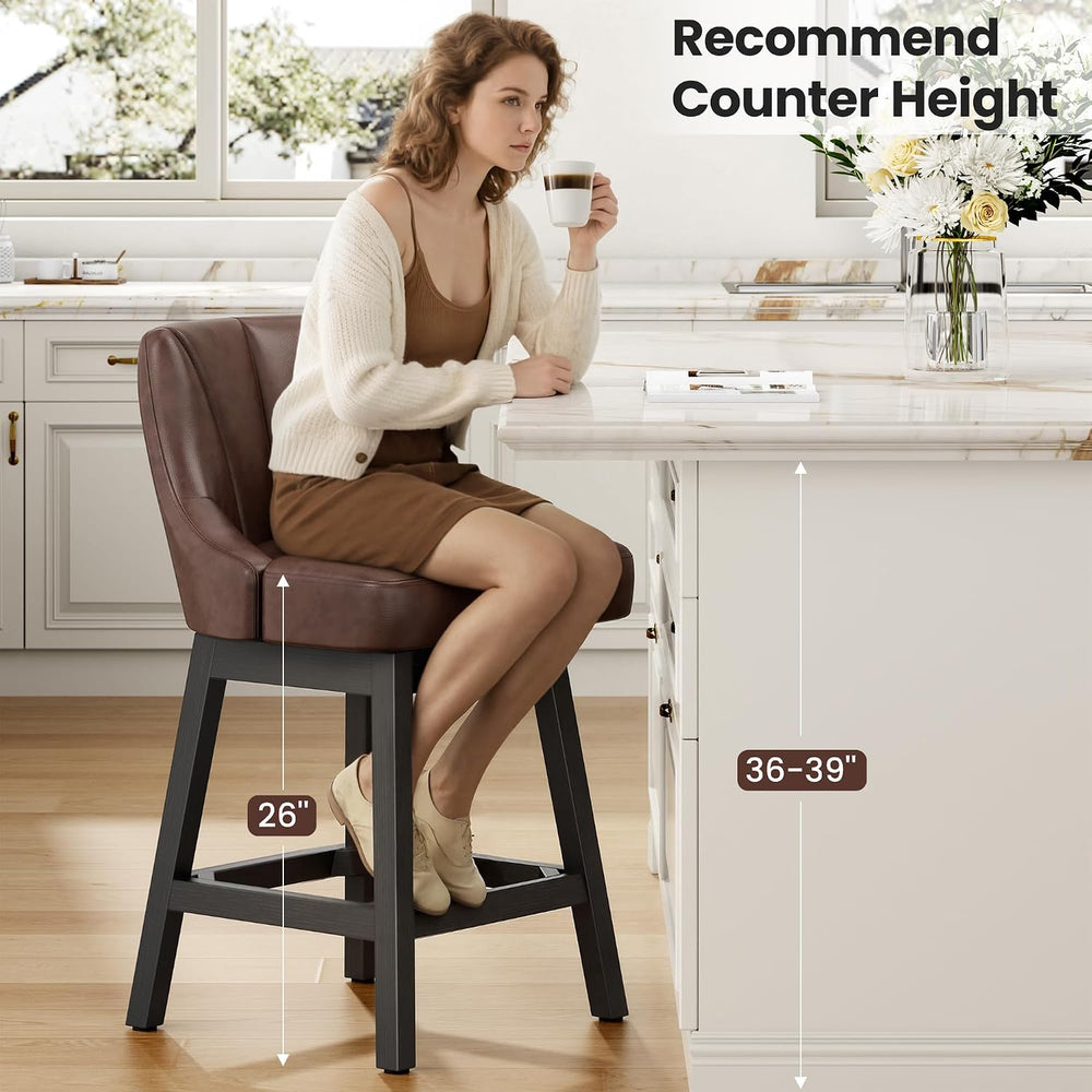 Swivel Bar Stool, 26" Upholstered Counter Height Barstools