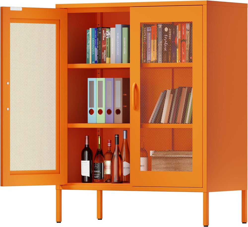 Chshin Metal Locker Storage Cabinet with 2 Mesh Doors and Adjustable Shelves,...