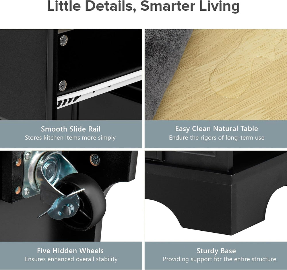 Geelife Kitchen Island with 6 Drawers and Pull-Out Trash Can Storage, Black |...