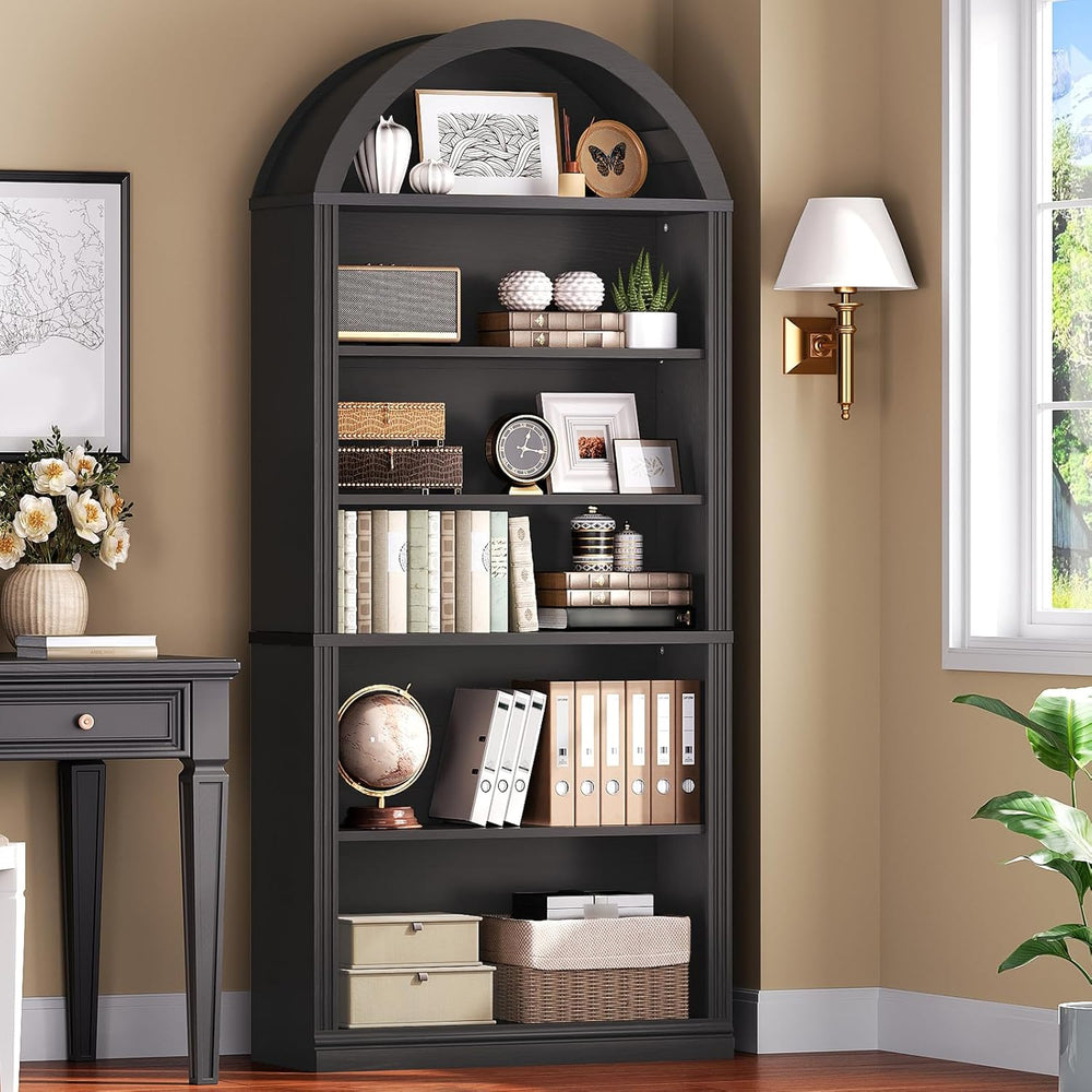 RALGEND Arched Bookshelf, 75.8" Tall Arch Bookcase with Storage, 6-Tier ...