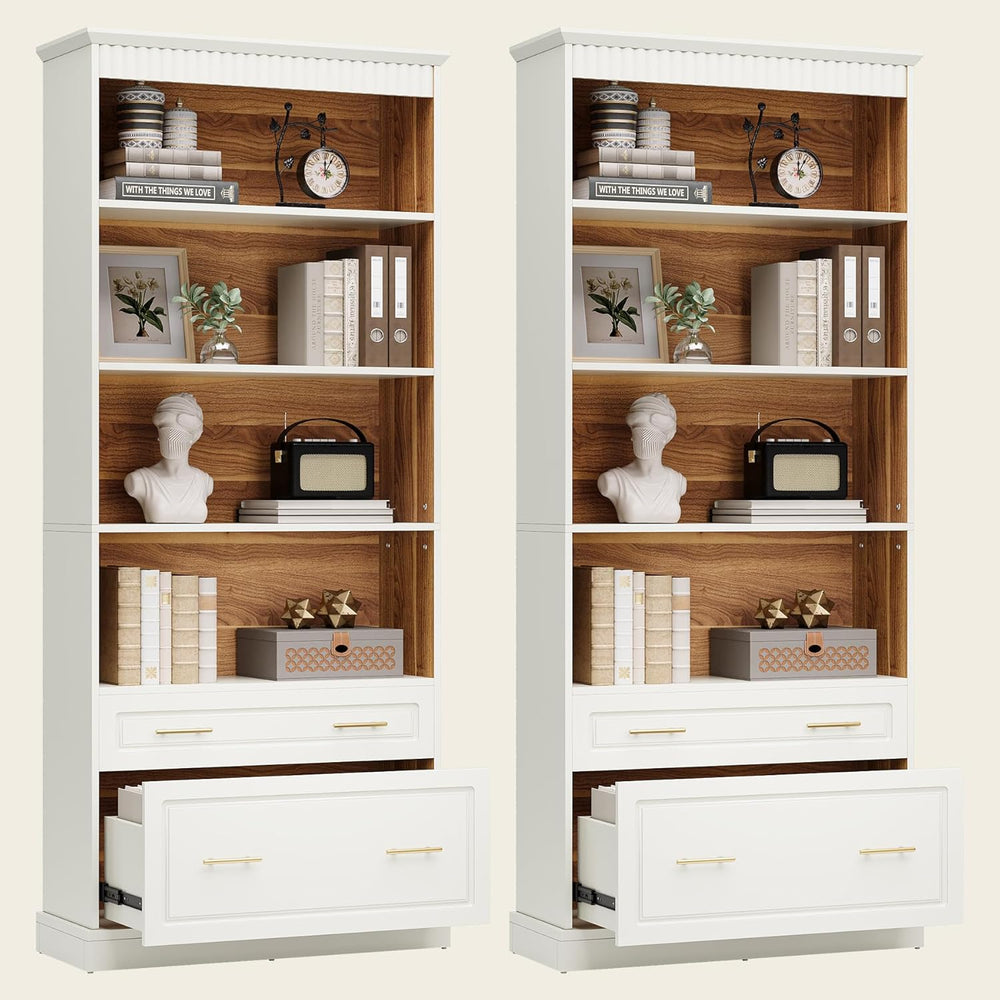 Tribesigns 5-Shelf Bookcase with File Cabinet Drawer, 72" Tall Bookshelf...