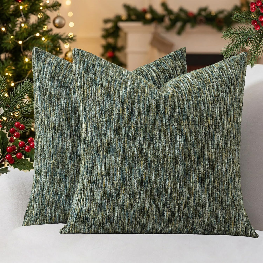 GEGELICA Slubby Chenille Decorative Throw Pillow Covers 24x24 Inch Set of 2
