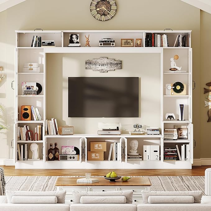 AMERLIFE 98" W Wall Unit TV Stand with Storage for TVs up to 80", M...