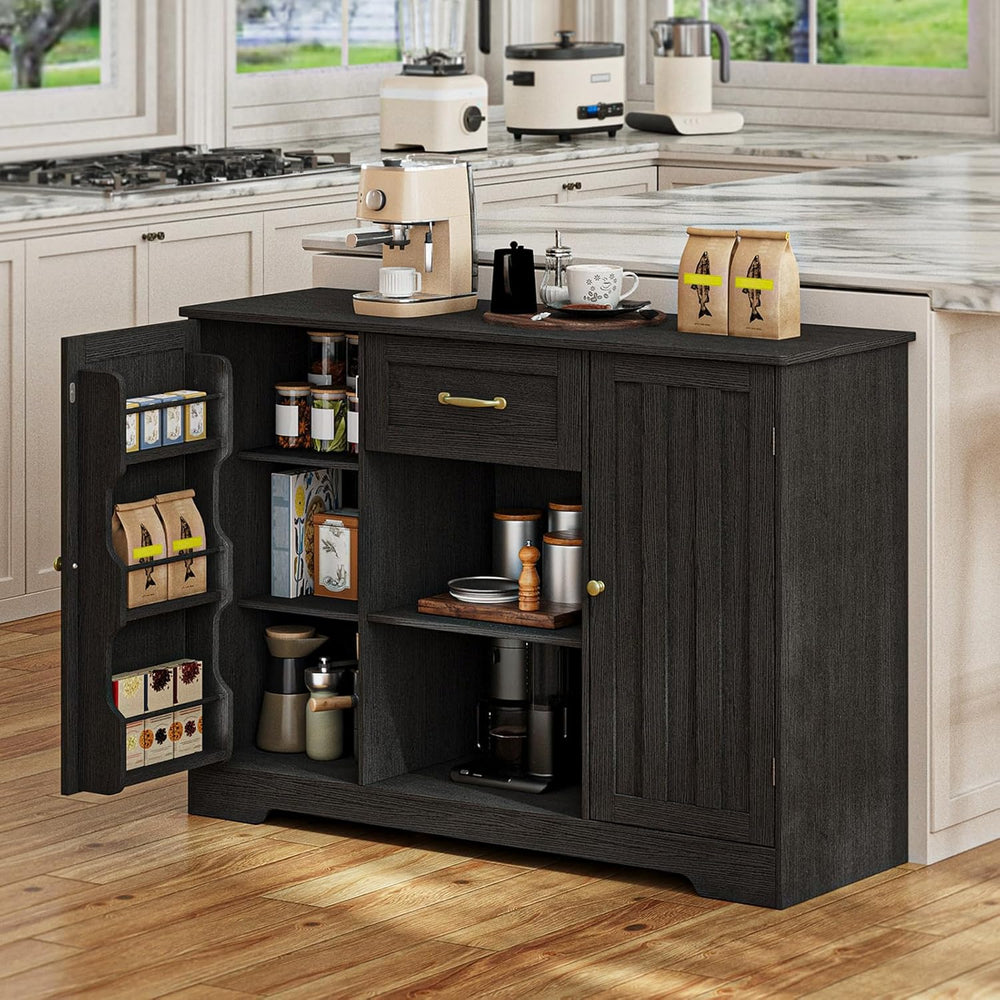 Gizoon 45" Coffee Bar Cabinet with Door and Shelves Kitchen Hutch with C...