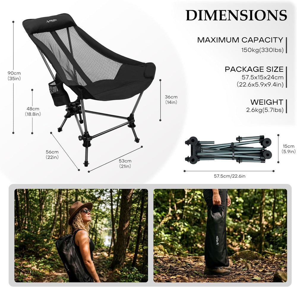 Hammock Camping Chair, Lightweight Folding Beach Lounge Chair with Adjustable...