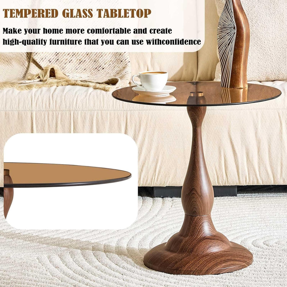 Round Side Table,Round Coffee Table, Small End Tables with Round Metal Frame,...