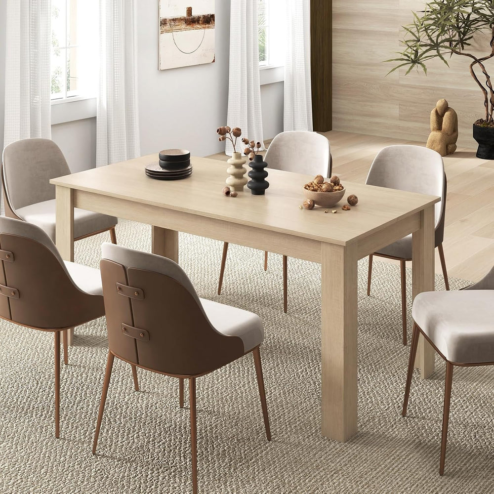 Giantex Dining Table for 4-6, 63" L Large Farmhouse Kitchen Table, Woode...