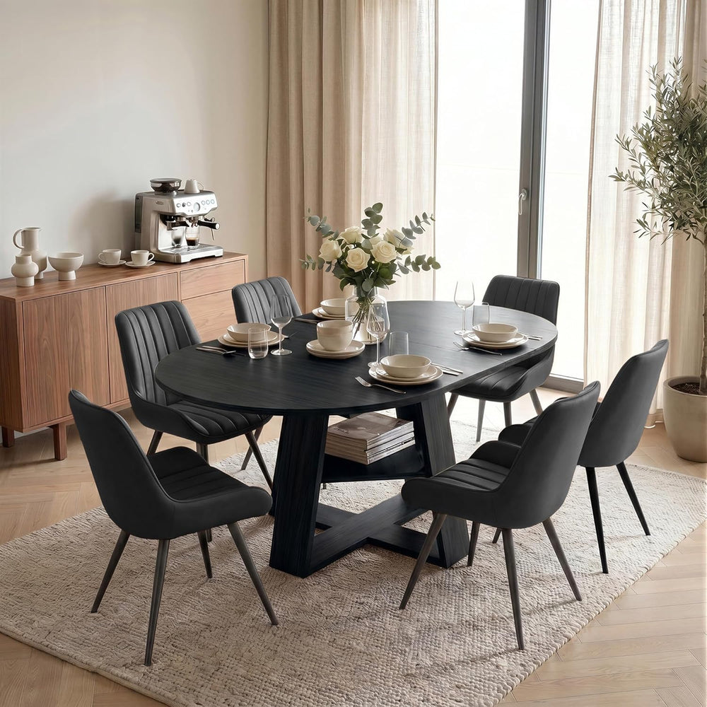 Miereirl Round to Oval Dining Table Set for 4-6, Expandable Kitchen Table wit...