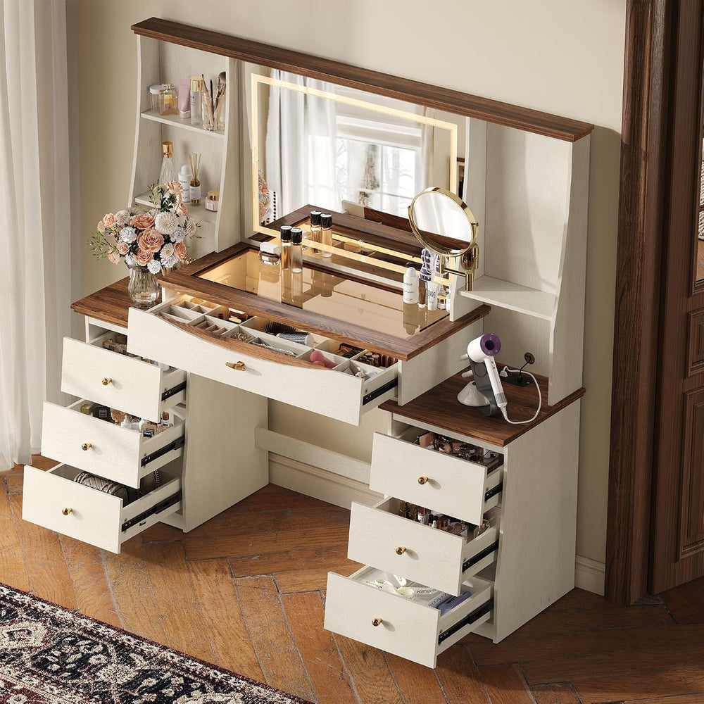 STO'SENSE Makeup Vanity Desk w/Mirror & Lights, 54" Large Vanity...