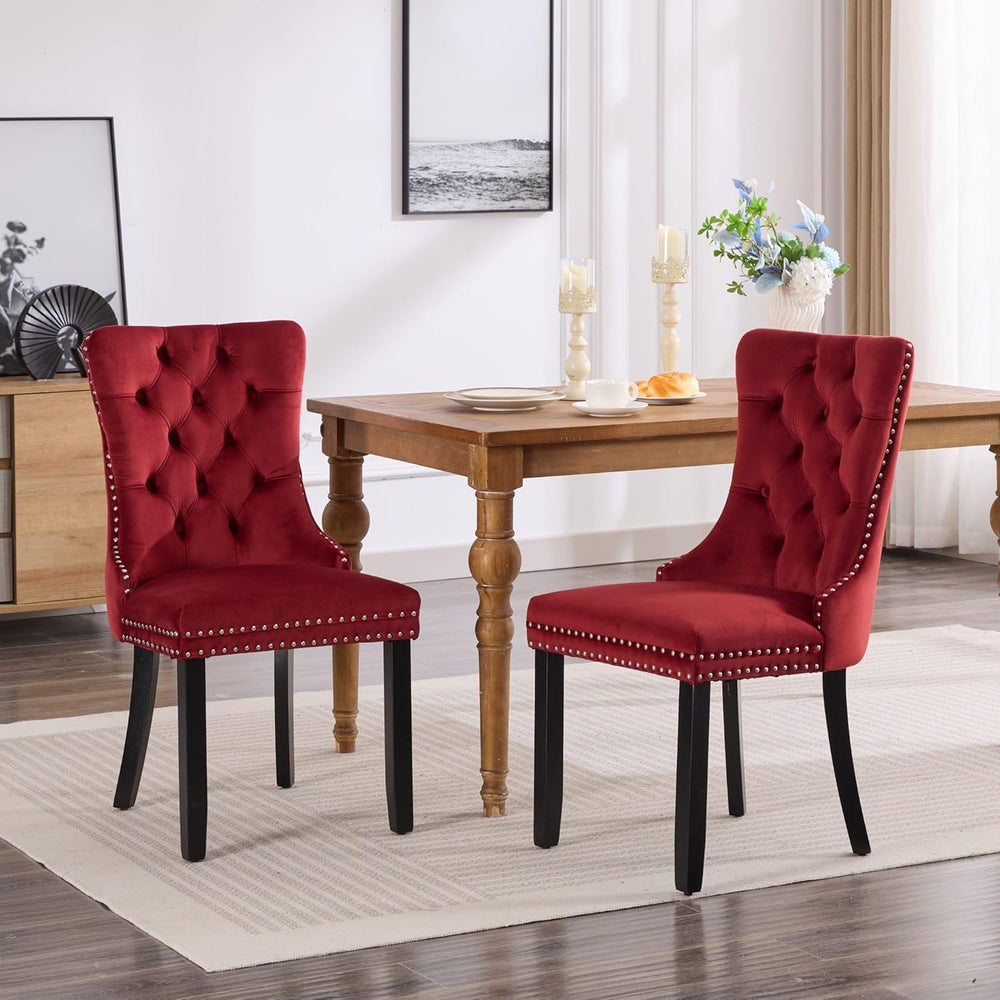 KEIKI Tufted Dining Room Chairs Set of 2, Velvet Kitchen Nailhead Trim Chairs...