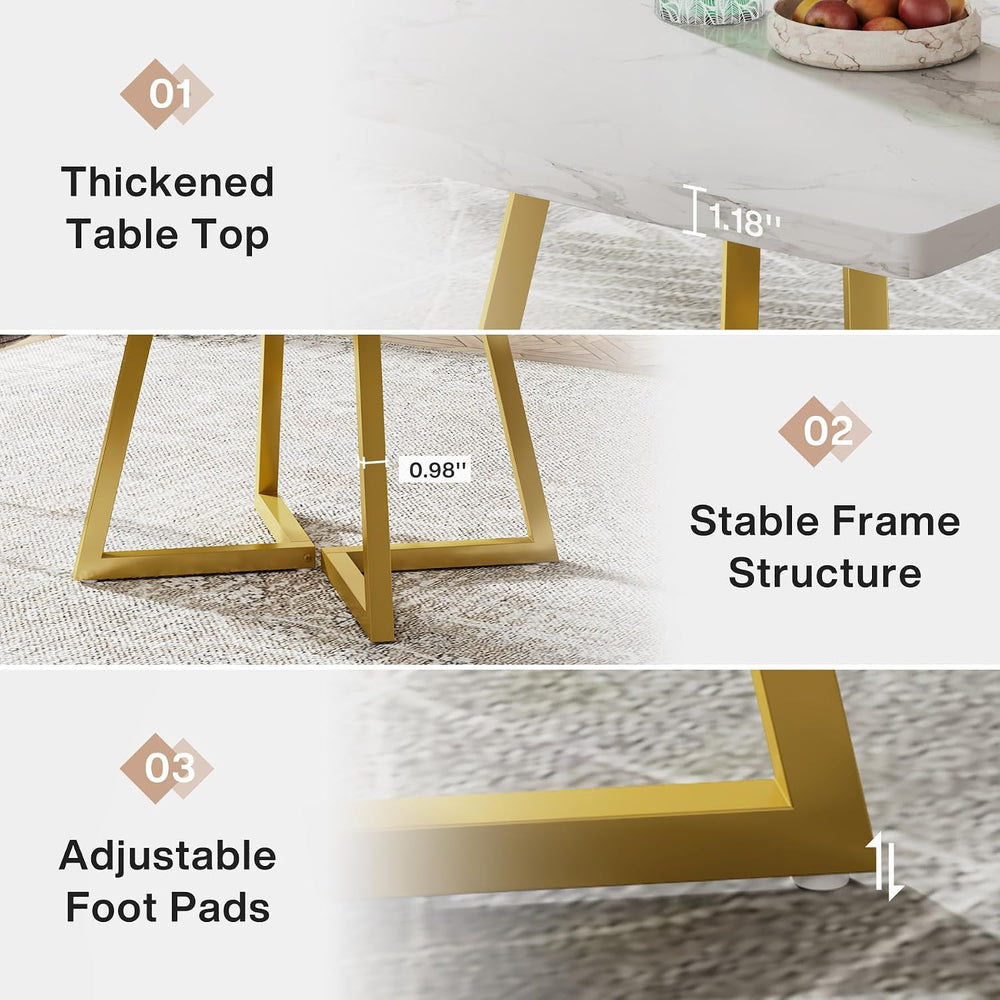 Tribesigns Square Dining Table for 2, 31.5" Modern Dinner Table with Met...