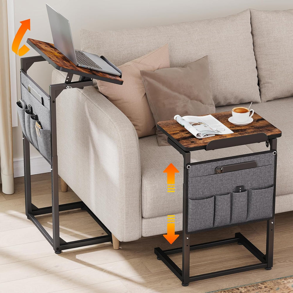 ELYKEN TV Tray Table Sets, Adjustable Height & 90° Tilt Narrow Side Table...