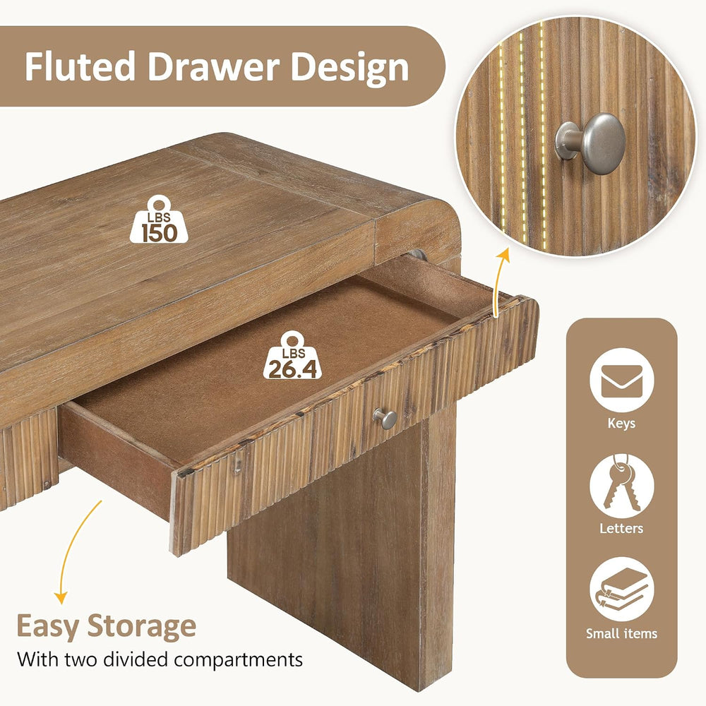 Console Table, 54.3" Wood Couch Table with Drawers, Farmhouse Entryway T...