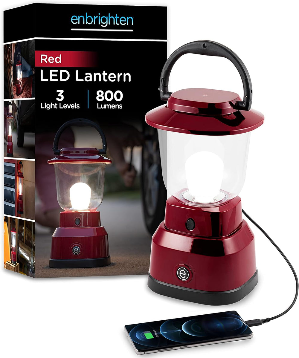 Enbrighten LED Large Camping Lantern, Battery Powered, USB Charging, 800 Lume...