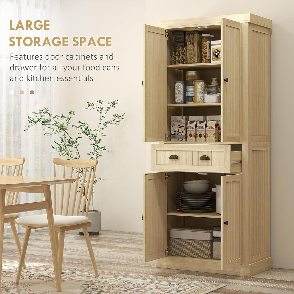 72" Farmhouse Kitchen Pantry Cabinet, Freestanding Tall Storage Cabinet ...
