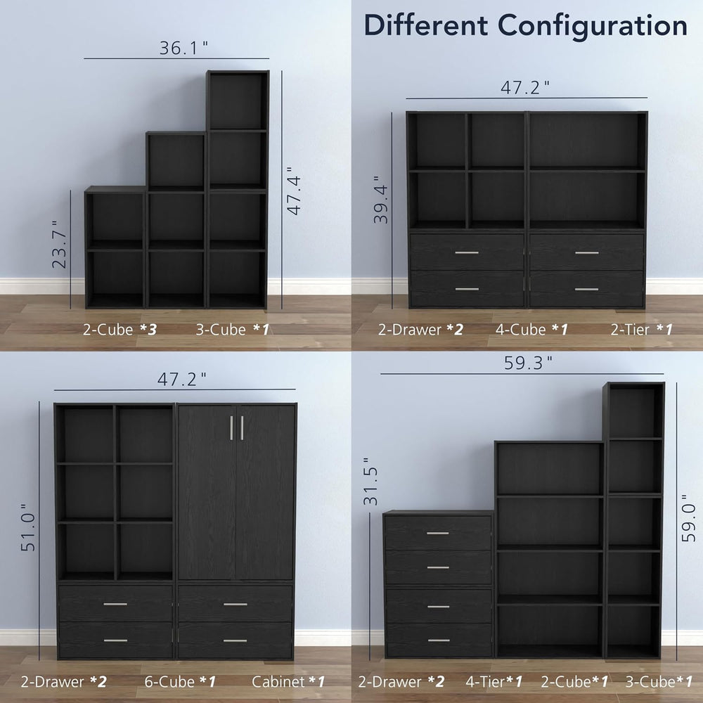 Homes: Inside + Out Apexa 3-Cube Storage Organizer Shelves, Stackable Wood Bo...