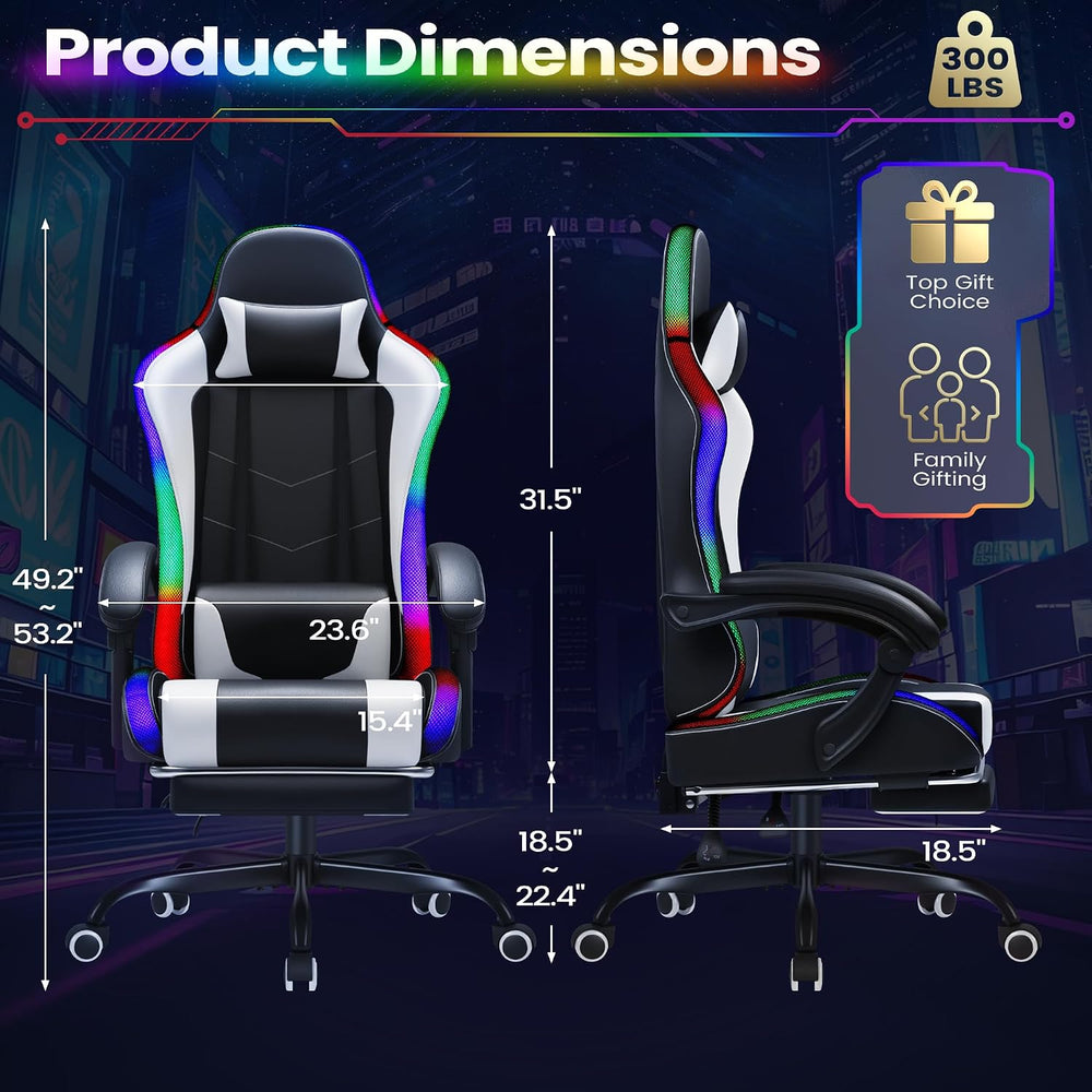 Homall Gaming Chair, Video Game Chair with Footrest and Massage Lumbar Suppor...