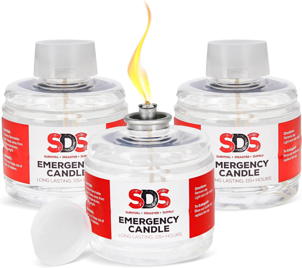 SDS Liquid Oil Candles - Long Burning Survival Candles, 115 Hour Burn Time