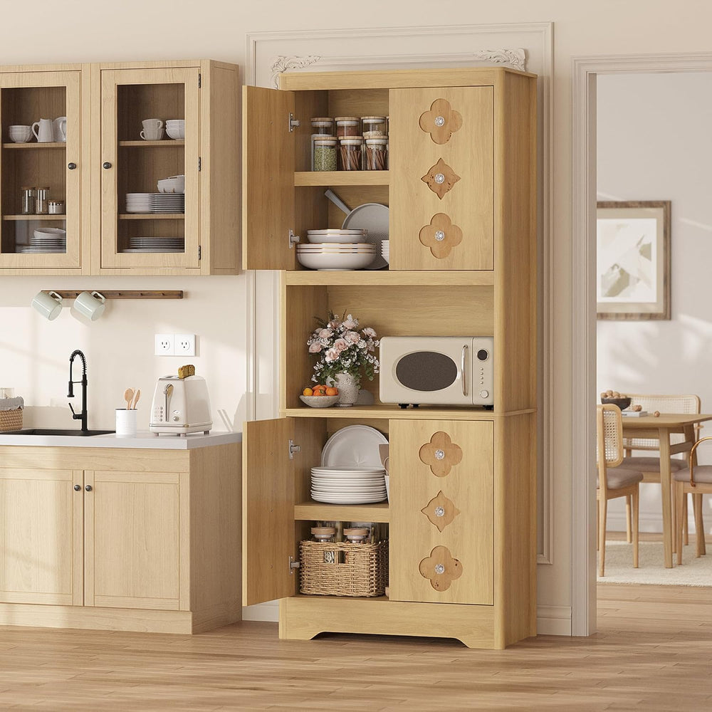 Garvee 72" Tall Pantry Cabinet, Kitchen Hutch Storage Cabinet with Count...
