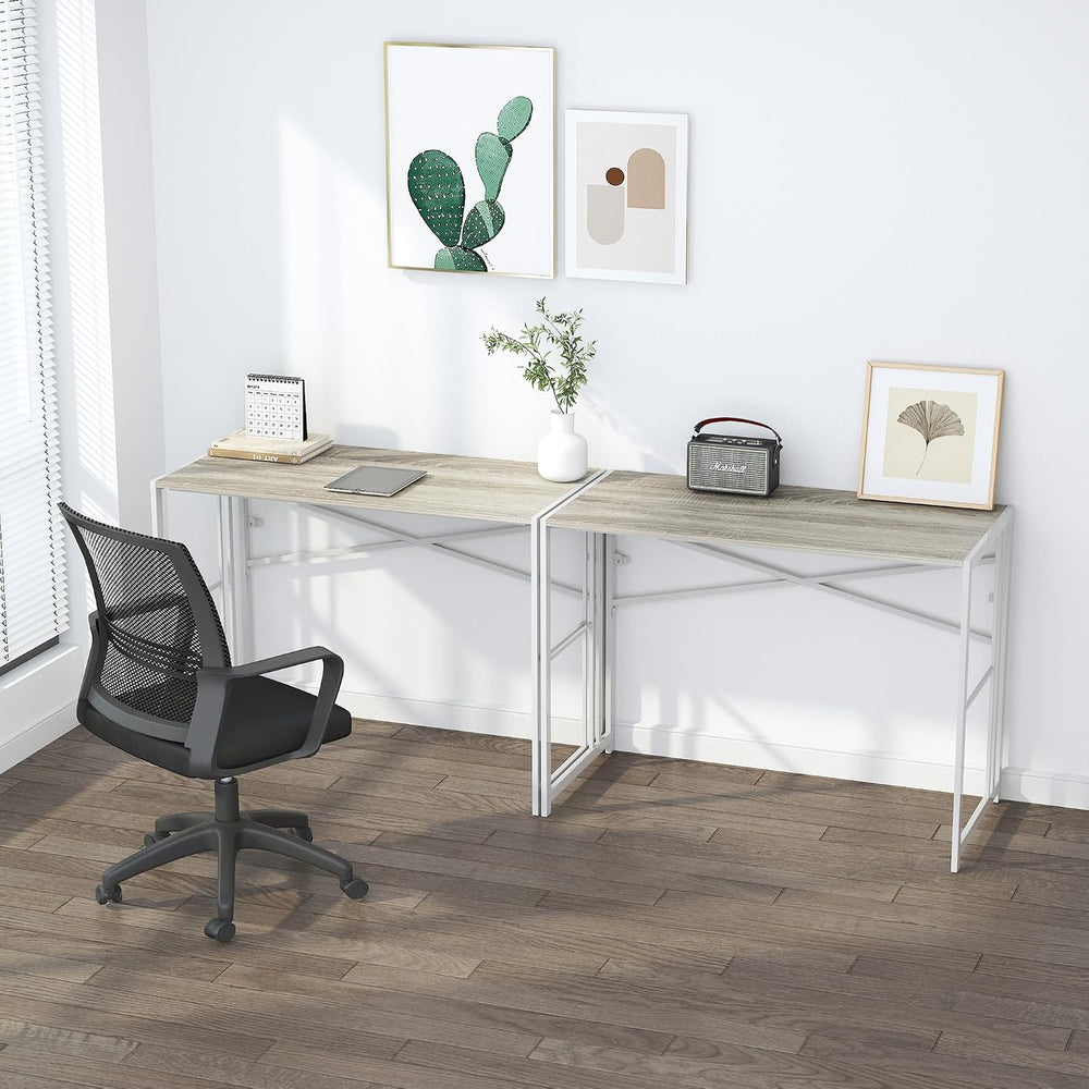 Lutown-Teen Folding Desk 40 inch No Assembly Required, Beige
