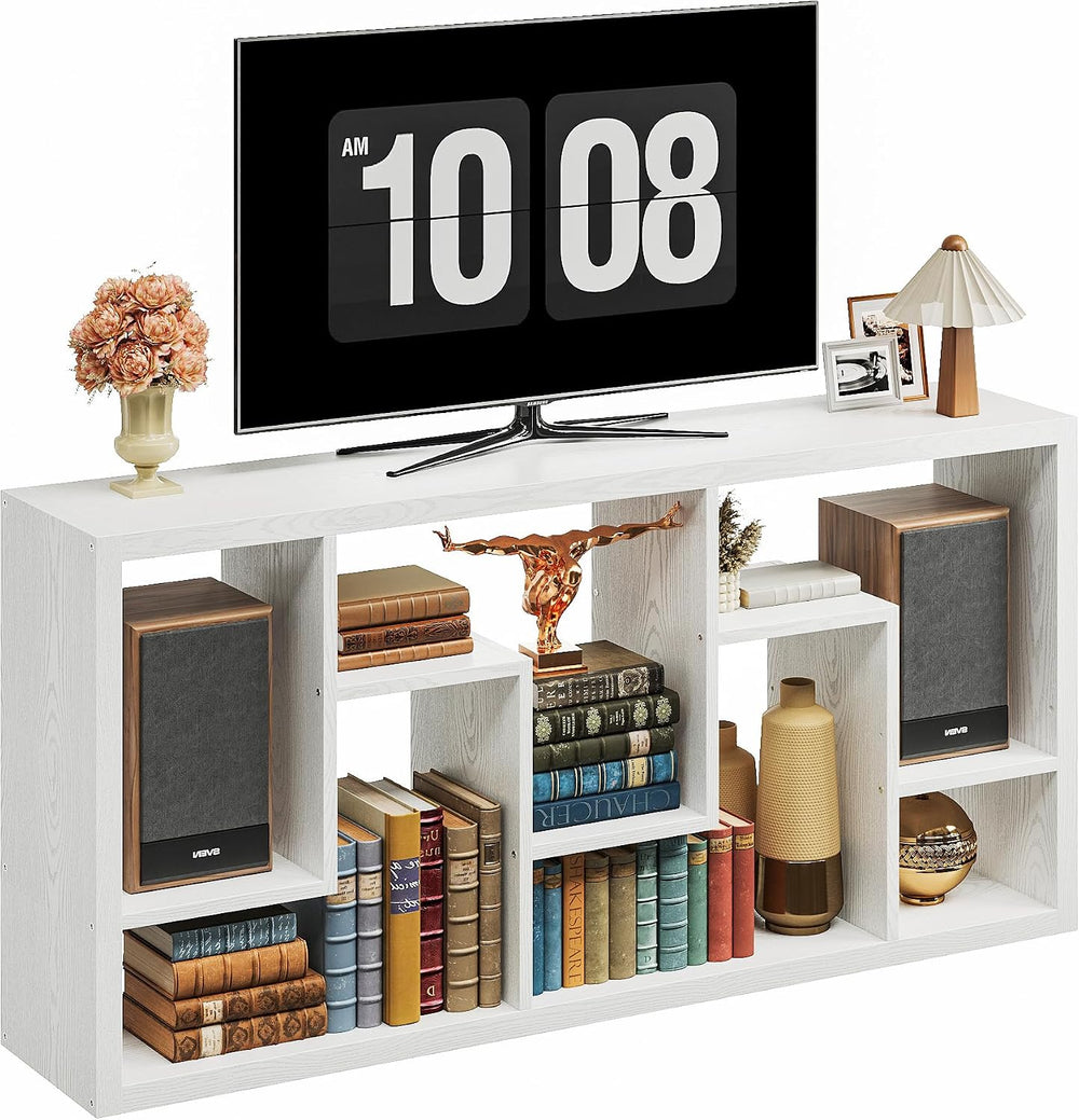 IRONCK Geometric Bookcase 6-Shelf Industrial Bookshelf White Etagere Bookcase...