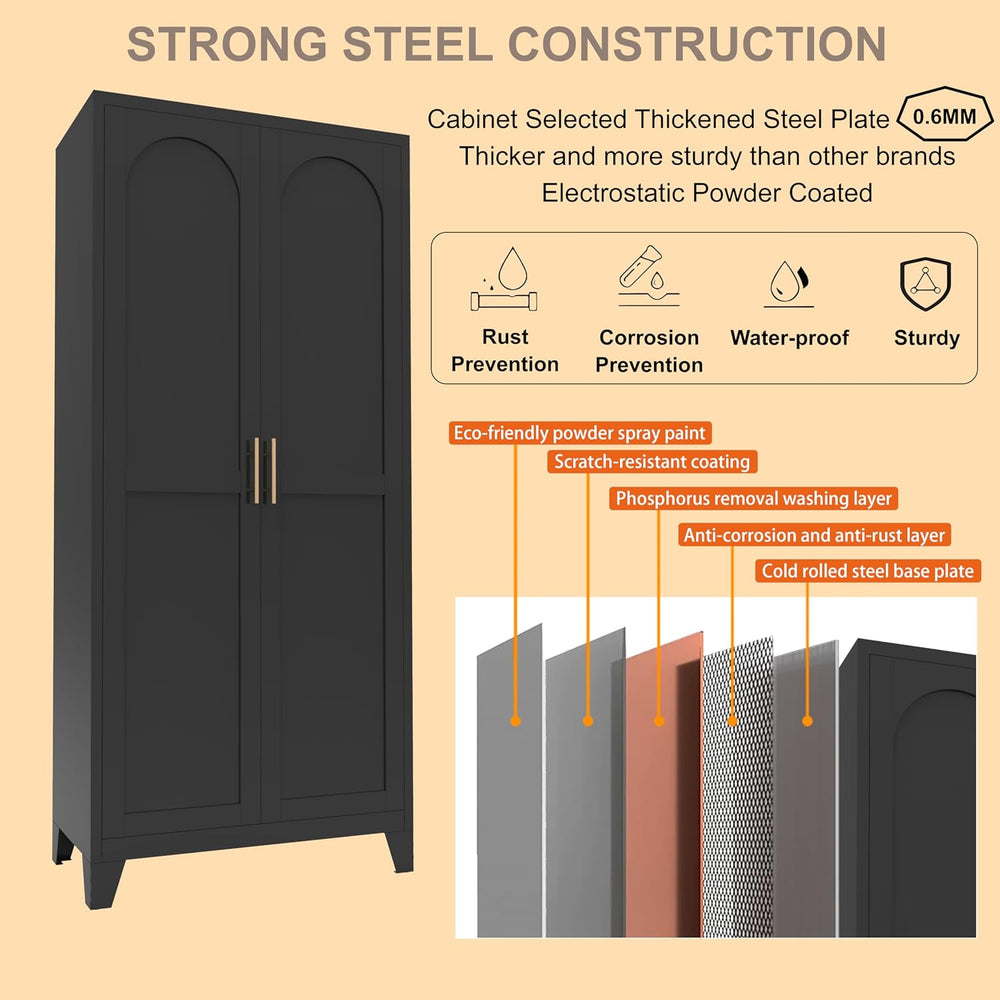 RYH Metal Pantry Cabinet with Doors & 3/4 Shelves, Kitchen Storage Cabine...