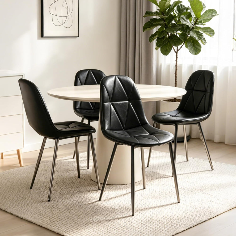 Set of 4 Black Dining Chairs – Modern Armless Kitchen & Dining Chairs, Fa...