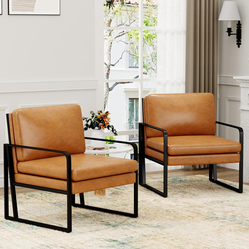 ALISH Accent Chairs, Upholstered Armchair Modern Living Room Chairs Linen Arm...