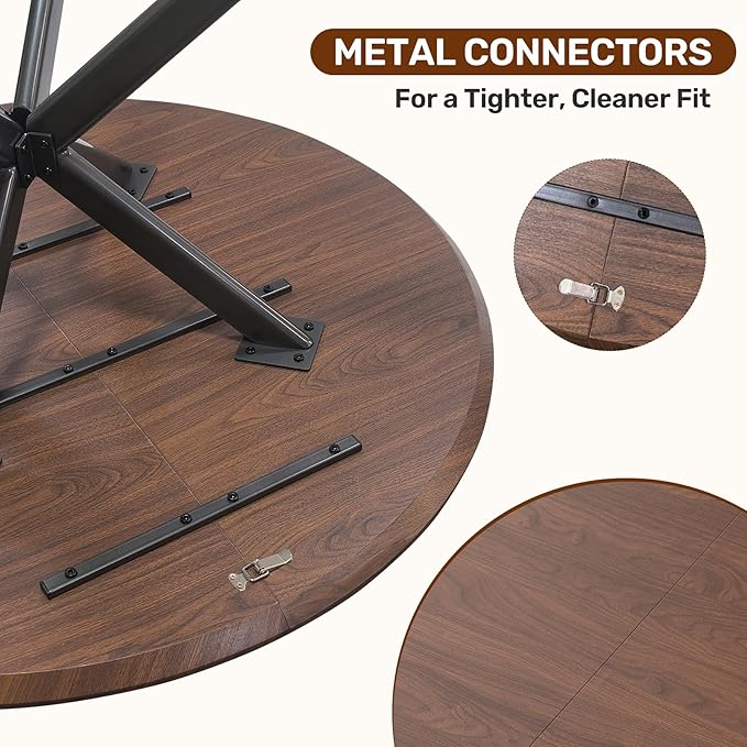 47.2" 5-Piece Round Dining Table Set for 4, Modern Wood Dining Table wit...