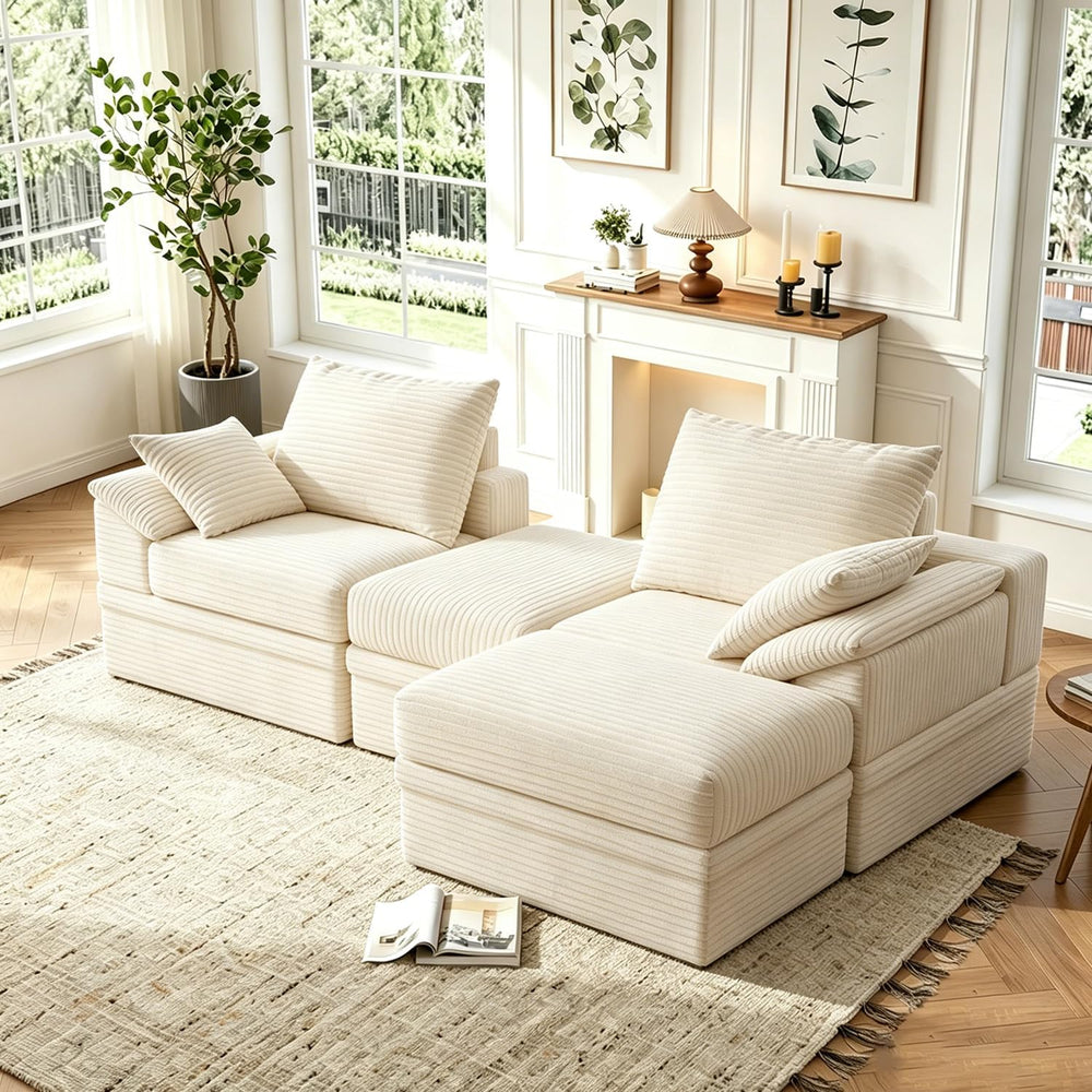 71" Modular Sectional loveseat Sofa Boneless Couch with Storage,2 Seat C...