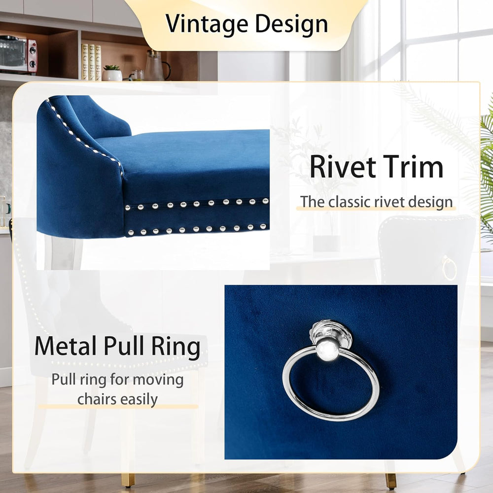 Dining Room Chairs Set of 4, Tufted Velvet Chairs with Modern Stainless Steel...