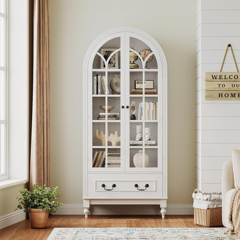 LIVAUVEAD 67" Tall Arched Kitchen Pantry Cabinet with Hidden Drawers &am...