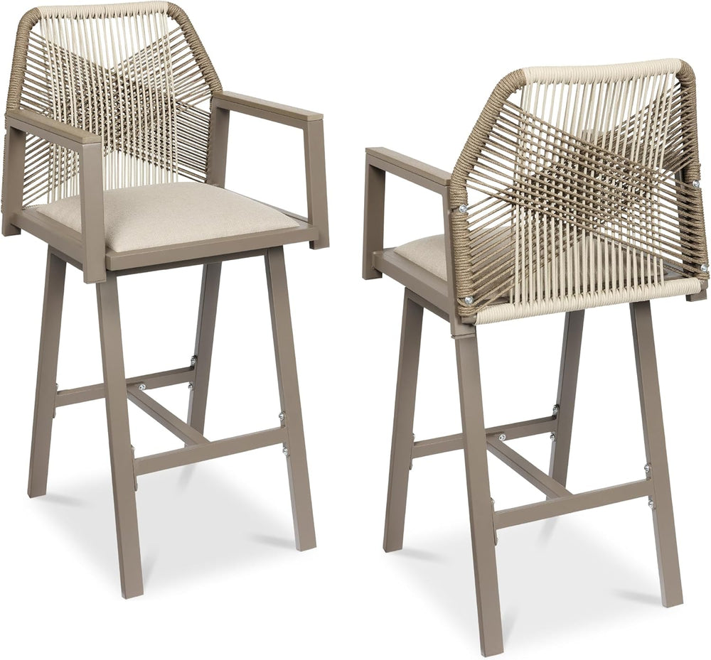 Best Choice Products Outdoor Bar Stools Set of 2, Bar Height, 360° Swivel Alu...