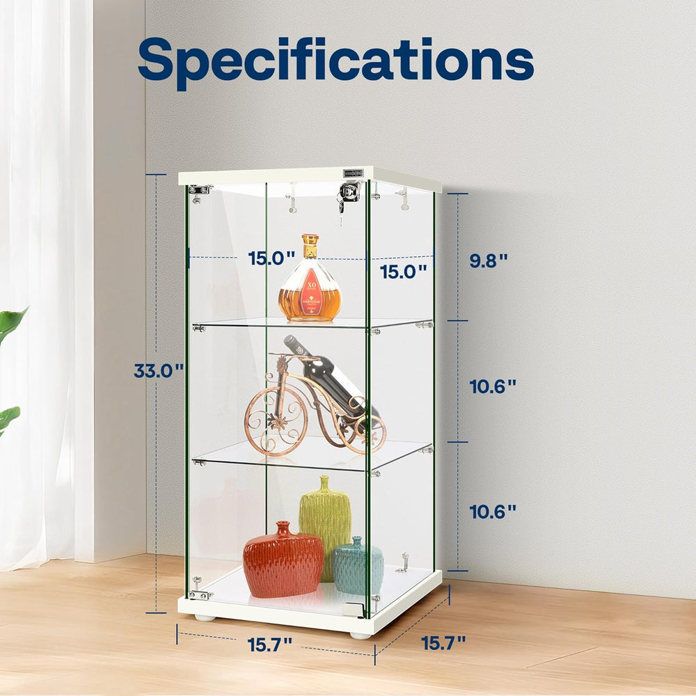 VIVOHOME 3 Layers 16''W x 16''D x 33''H Glass Display...