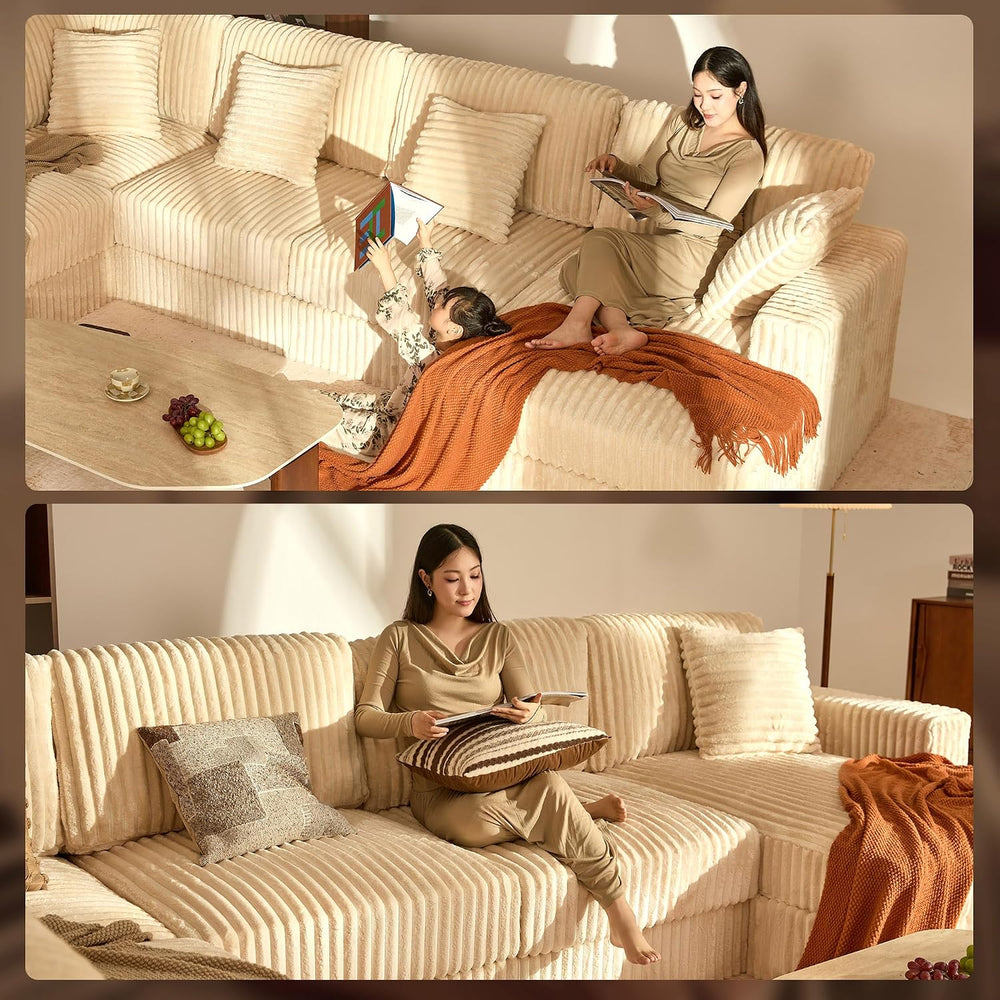 GOSUHI 139" U-Shaped Cloud Couch, Modular Sectional, Deep Seats, White |...